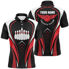 Load image into Gallery viewer, Red white and black Bowling Shirts For Men Bowling Team League Jerseys Custom Bowling Polo Shirts NQS6539