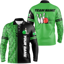 Load image into Gallery viewer, Mens polo bowling shirts Custom black and green camo vintage bowling shirts, men bowling jerseys NQS7150