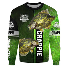 Load image into Gallery viewer, Crappie fishing green shirt Custom name Hoodie, Sweatshirt Fishing Shirts, fishing gifts for men, women, kid NQS1612