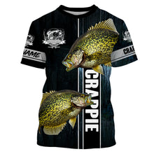 Load image into Gallery viewer, Crappie Fishing blue camo fish on custom long sleeve fishing shirts NQS2783