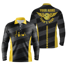 Load image into Gallery viewer, Bowling polo shirts for men custom bowling team shirts for bowlers, team bowling jerseys | Yellow NQS5185