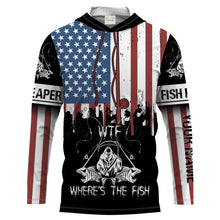 Load image into Gallery viewer, Fish reaper American flag patriotic wtf where&#39;s the fish Long Sleeve fishing shirt Custom fishing gift NQS1774