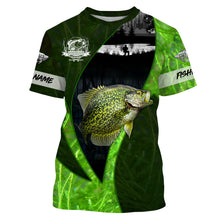 Load image into Gallery viewer, Crappie fishing green shirt Custom name UV Long Sleeve Fishing Shirts, fishing gifts for men, women NQS3721