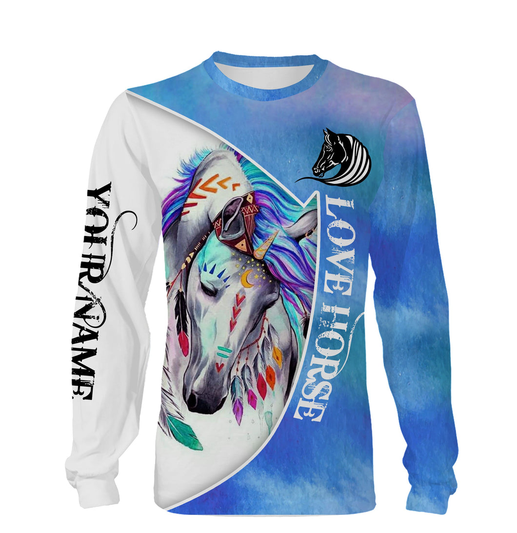 Beautiful Horse Love Horse Customize Name 3D All Over Printed Shirts Personalized gift For Horse Lovers NQS700