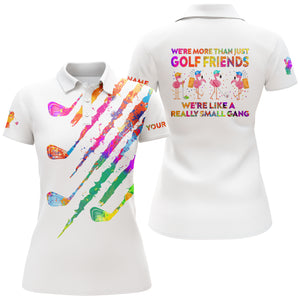 Women golf polo shirt we're more than just golf friends watercolor flamingo custom funny golf shirt NQS3726