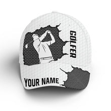 Load image into Gallery viewer, Black white Golfer hat custom name sun hats for men,  golf caps and hats unique golf gifts NQS4664