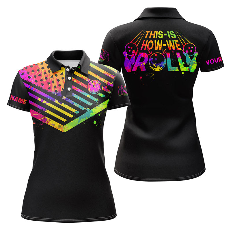Custom bowling shirt for women – personalized team jersey front view