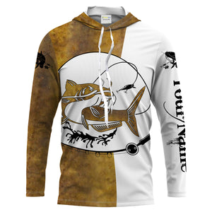 Flathead catfish Fishing scales Custom white Long sleeve performance Fishing Shirts, apparel for team catfish - NQS2080