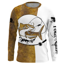 Load image into Gallery viewer, Flathead catfish Fishing scales Custom white Long sleeve performance Fishing Shirts, apparel for team catfish - NQS2080