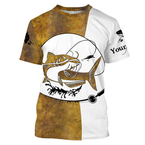 Flathead catfish Fishing scales Custom white Long sleeve performance Fishing Shirts, apparel for team catfish - NQS2080