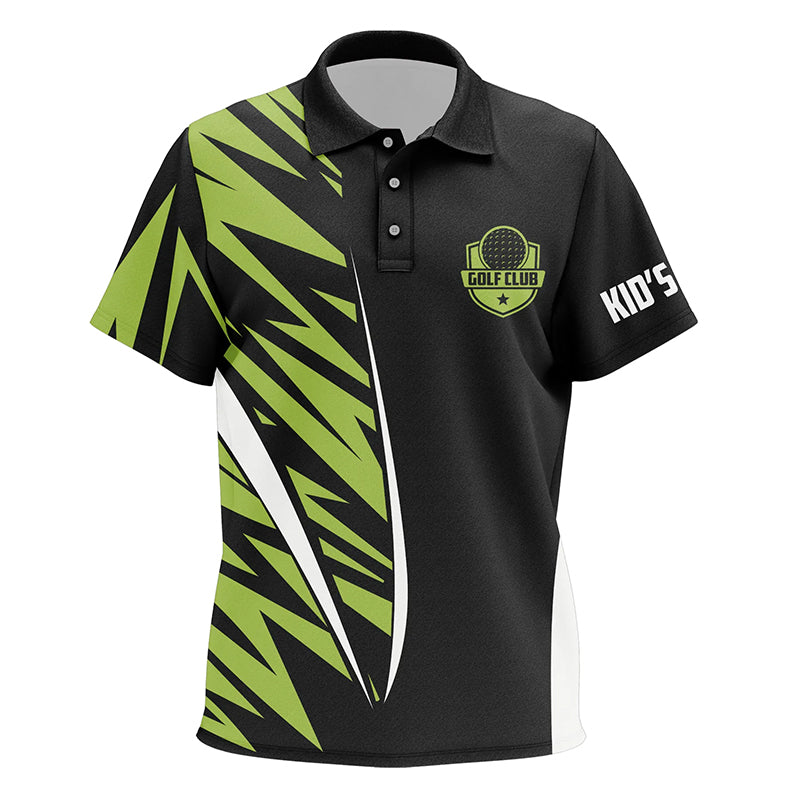 Green camo black custom Kid golf polo shirt, golf tops for children, golfing gifts NQS6824