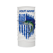 Load image into Gallery viewer, Sailfish fishing blue American flag patriotic fishing jersey UV protection Customize name long sleeves UPF 30+ gift for fisherman NQS2353