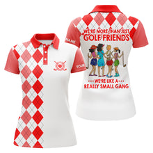 Load image into Gallery viewer, Custom womens golf polo shirts multi-color argyle plaid we&#39;re more than golf friends we&#39;re small gang NQS4904