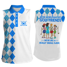 Load image into Gallery viewer, Womens sleeveless polo shirts multi-color argyle plaid we&#39;re more than golf friends we&#39;re small gang NQS4904