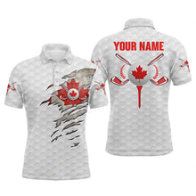 Load image into Gallery viewer, Canadian flag white golf ball skin Mens golf polos shirts custom patriot golf gift, golf shirt for men NQS5225