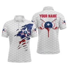 Load image into Gallery viewer, Texas flag white golf ball skin Mens golf polos shirts custom patriot golf gift, golf shirt for men NQS5226