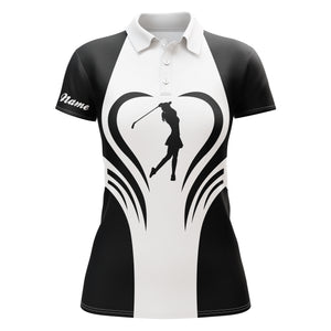 Custom name 3D Womens love golf multi-color golf polo shirts, personalized golf gifts for women NQS3464