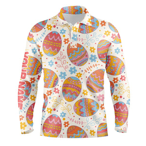 Funny Easter eggs pattern golf shirt custom name Mens golf polo shirt, Easter golfing gifts for men NQS4916