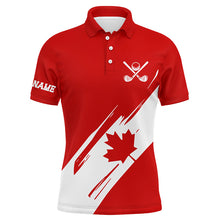 Load image into Gallery viewer, Mens golf polo shirts Red Canada flag maple leaf patriot custom team golf shirts, Canadian golf tops NQS7281