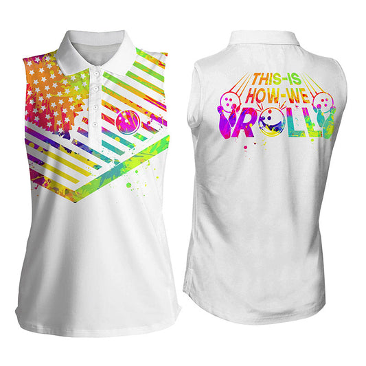 Custom sleeveless bowling shirt for women – personalized team jersey front view