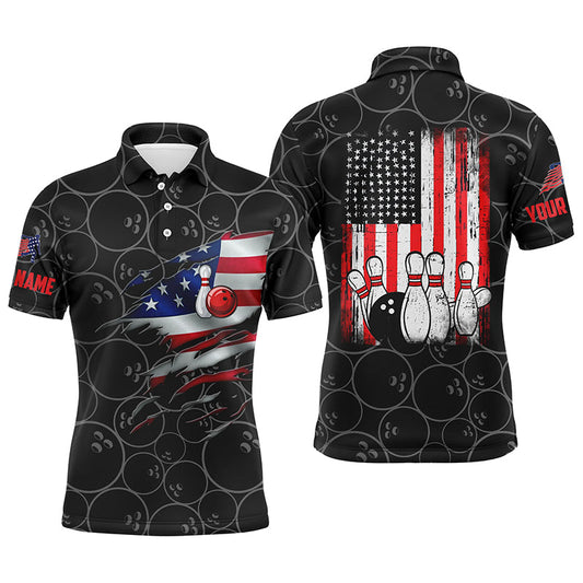 Custom Black bowling shirt for men – personalized team jersey front view