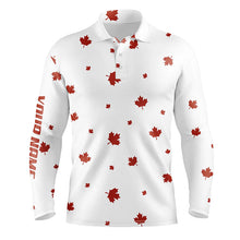 Load image into Gallery viewer, White Mens golf polo shirts Red Canada maple leaf pattern custom team golf shirts, patriot golf tops NQS6599