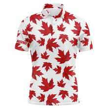 Load image into Gallery viewer, Mens golf polo shirts custom patriot golf tops Red Canada maple leaf pattern team golf polo shirts NQS6600