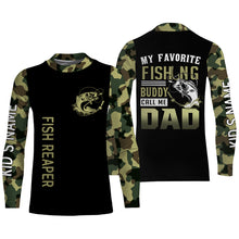 Load image into Gallery viewer, My favorite fishing buddy calls me dad Bass fishing Camo long sleeve shirt Custom gift for dad, father NQS1165