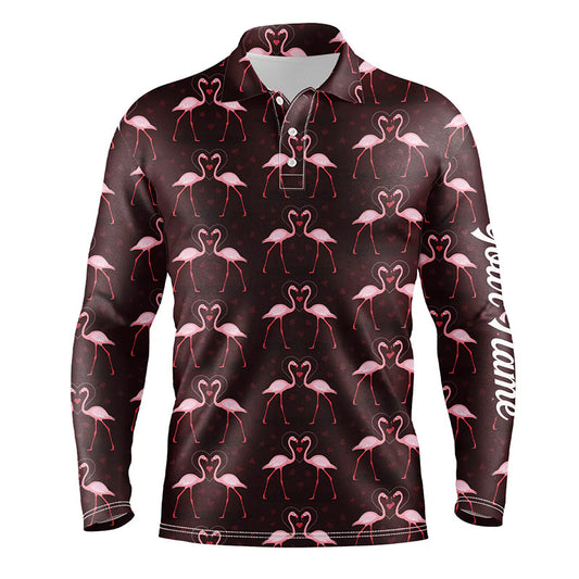 Love pink flamingos pattern custom Mens golf polo shirt, Flamingo golfing gifts NQS6858