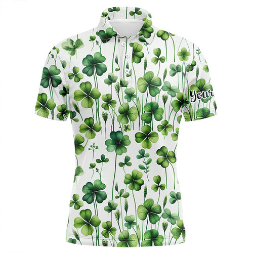Mens golf polo shirts Green clover St Patrick's Day pattern golf shirts custom team golf polos NQS7048