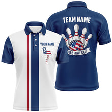 Load image into Gallery viewer, Red white and blue Retro Bowling Polo Shirts For Men custom American flag flamingo bowling jerseys NQS6872