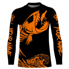 Load image into Gallery viewer, Fish skeleton reaper orange black sun protection performance custom name long sleeve fishing jerseys NQS6618