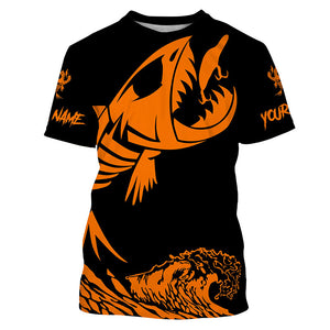 Fish skeleton reaper orange black sun protection performance custom name long sleeve fishing jerseys NQS6618