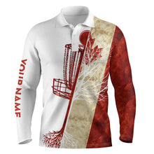 Load image into Gallery viewer, Mens disc golf polo shirt custom name Canadian flag disc golf basket, personalized disc golf shirts NQS4739