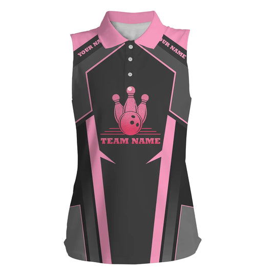 Custom sleeveless bowling shirt for women – personalized team jersey front view