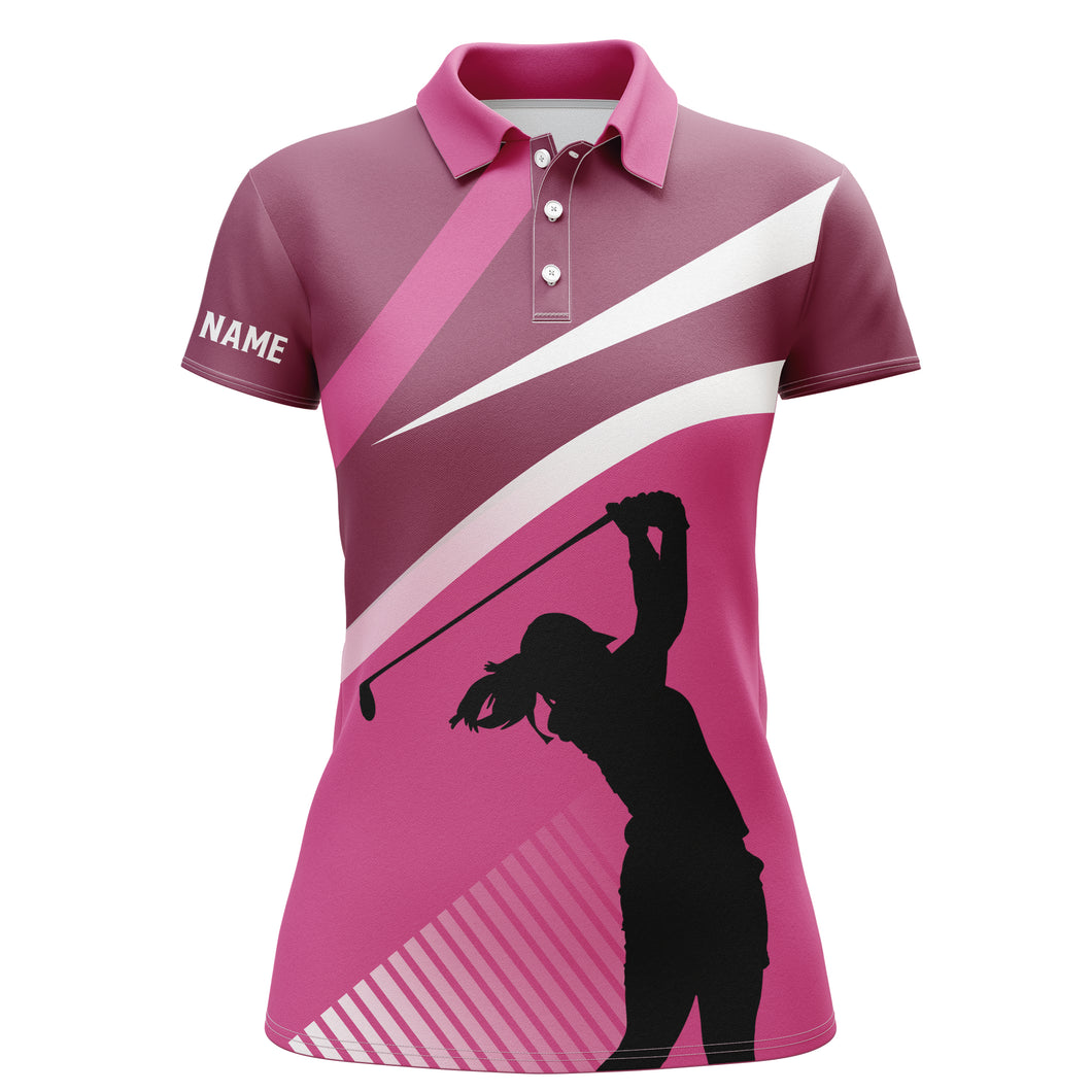 Pink womens golf shirt custom name gifts for golf sport lovers, Womens golf polo shirt NQS3625