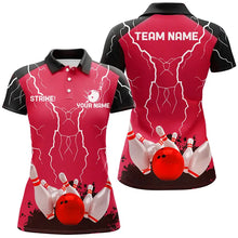 Load image into Gallery viewer, Women bowling polo shirt Custom bowling strike lightning storm thunder team league jersey | Red NQS6646