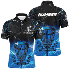 Load image into Gallery viewer, Blue light lightning thunder Disc golf basket Men polo shirts custom disc golf tops for mens NQS7316