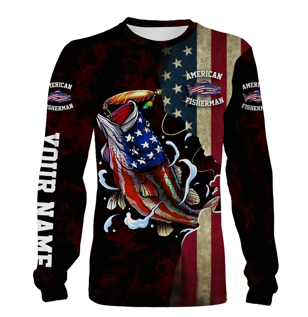 Largemouth Bass fishing American Fisherman Custom Name 3D All over print shirts NQS736