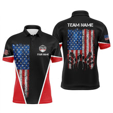 Load image into Gallery viewer, Personalized retro Bowling polo Shirt for men vintage American flag patriotic custom Bowler Jerseys NQS6423