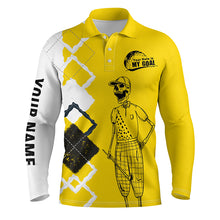 Load image into Gallery viewer, Funny golf shirts skull custom Men golf polos shirts your hole is my goal, golf gifts for him | Yellow NQS4590