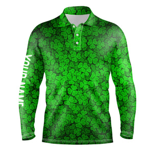 Mens golf polo shirts Green clover St Patrick's Day pattern golf shirts custom team golf polo NQS4762
