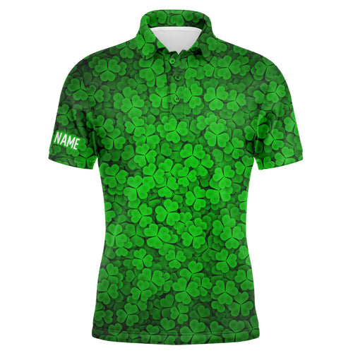 Mens golf polo shirts Green clover St Patrick's Day pattern golf shirts custom team golf polo NQS4762