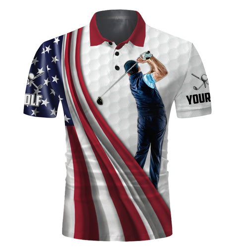 White Golf American flag 4th July golf polo shirt personalized patriotic sport golf gifts NQS3501