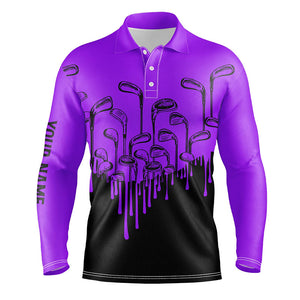 Purple and black Halloween golf clubs Mens golf polo shirts custom name male golf attire for men NQS6432