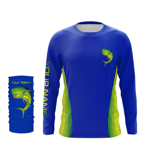 Mahi mahi ( Dorado) fishing blue ocean Mahi mahi scales Custom 3D All over printed Fishing Shirts NQS2530