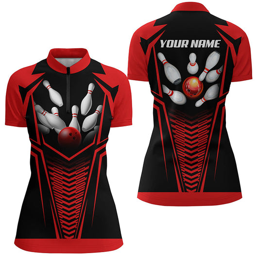 Custom bowling shirt for women – personalized team jersey front view