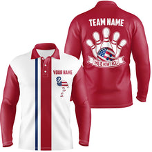 Load image into Gallery viewer, Retro Bowling Polo Shirts For Men custom patriotic American flag flamingo bowling jerseys NQS7174