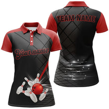 Load image into Gallery viewer, Black and red bowling league jerseys custom Women Bowling Polo Shirts, gifts for ladies bowler NQS7176