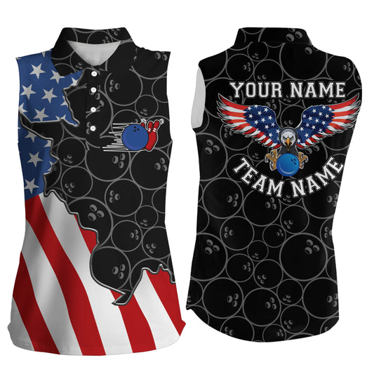 Custom sleeveless bowling shirt for women – personalized team jersey front view